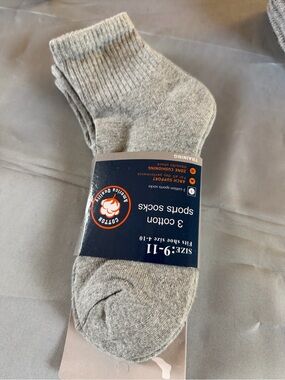 Men's 3-Pack Grey Cotton Sports Socks - Size 9-11